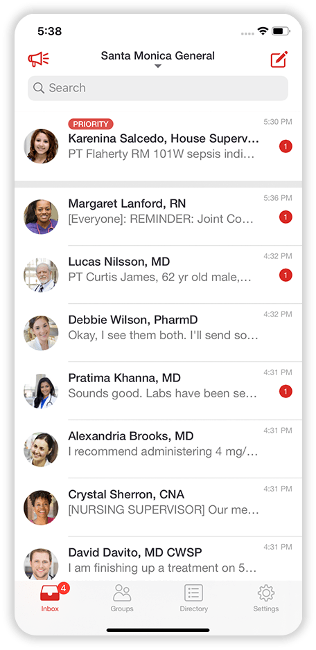 TigerText Essentials Inbox Screen 2