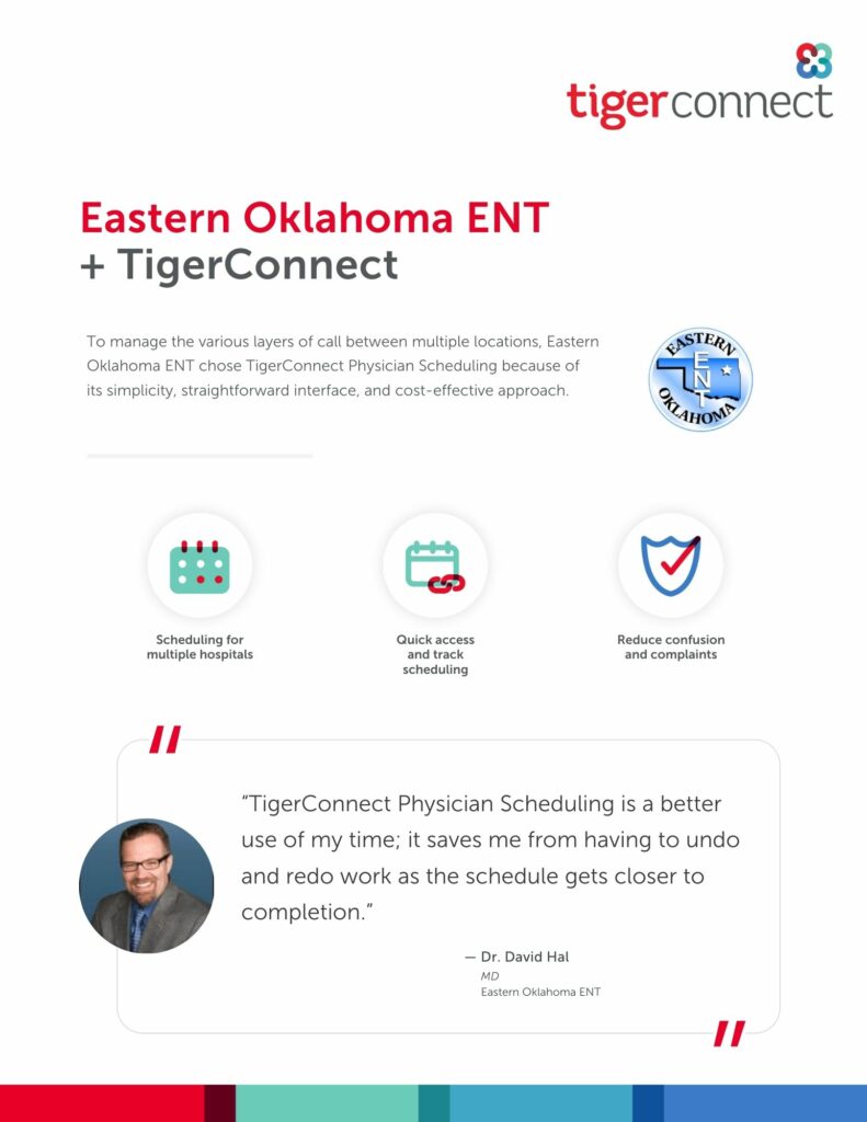 Eastern Oklahoma ENT TigerConnect Physician Scheduling Case Study Email Preview