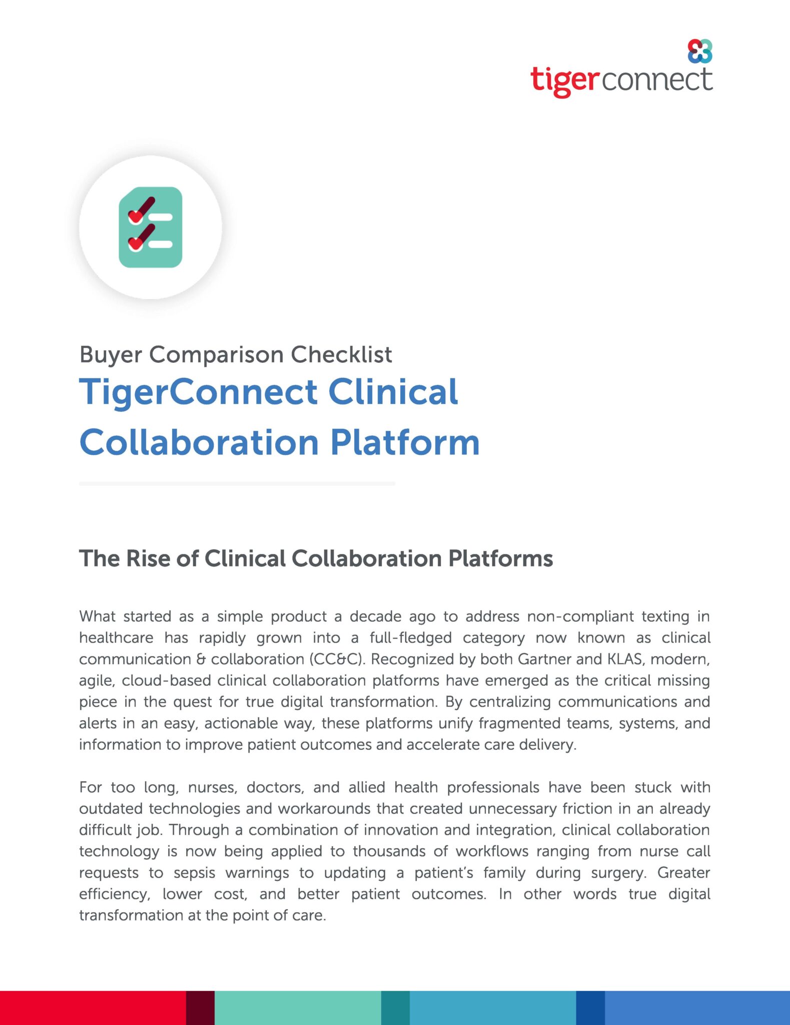 Clinical Collaboration Platform Checklist | Datasheet | TigerConnect