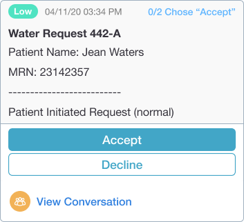 Nurse Call Water Request